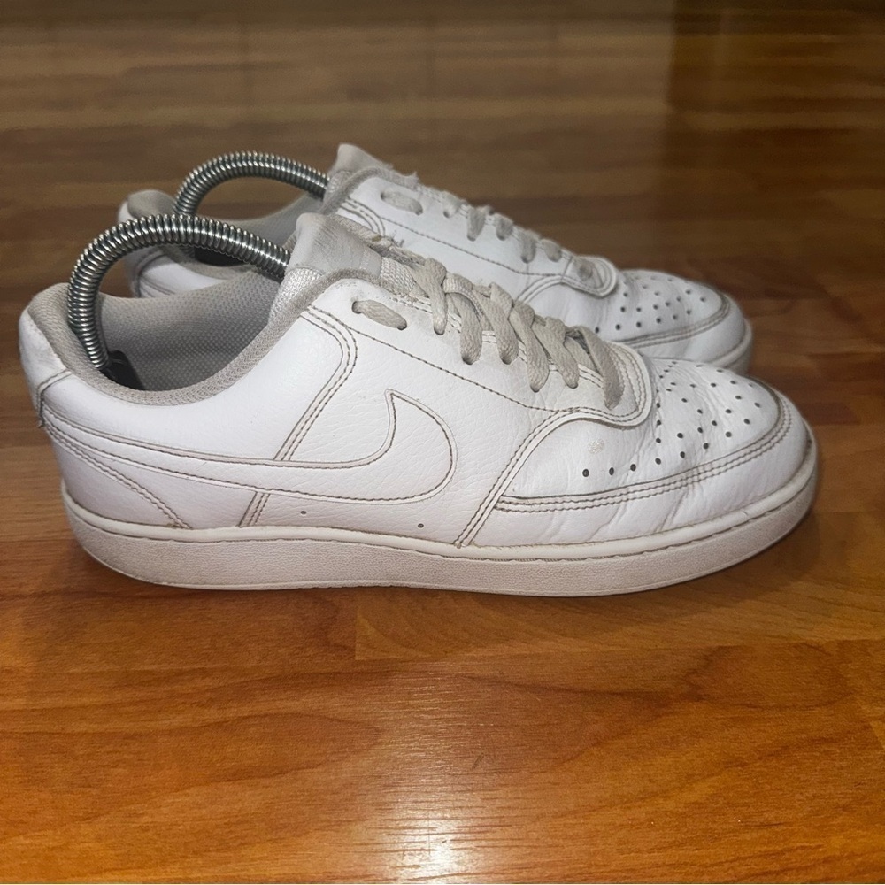 Nike Court Vision Low Shoes Mens 9 Triple White Leather Sneakers CD5434-100